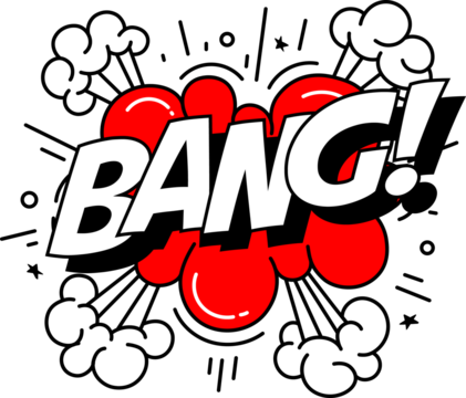 BANG text in dramatic comic book style