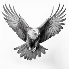 Fliegender Adler weiser Hintergrund leistiftzeichnung