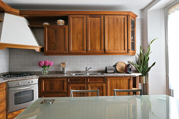 Kitchen room with wooden furniture
