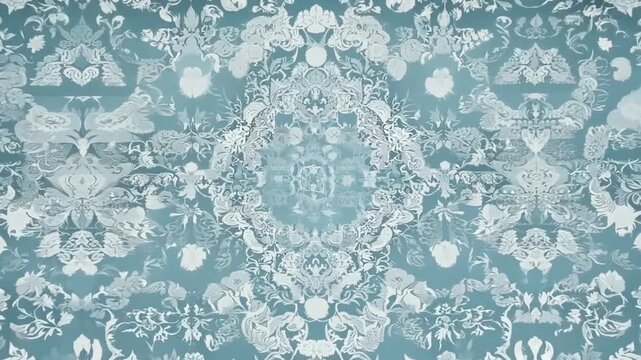 Vintage French Floral Toile Fabric in Blue With Intricate Designs Generative AI