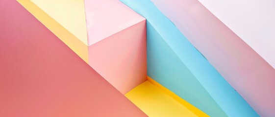 Pastel-colored geometric shapes create a soft and pleasant composition, exhibiting modern minimalism and understated elegance.