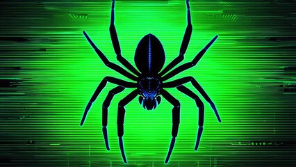 Spider symbol on an abstract digital background, cybersecurity, hacking, hackers, protection, threat.