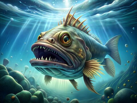 Sea monster fish underwater in the ocean
