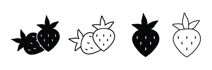 Set of Strawberry fruit icon collection. Strawberry symbol. Vector Illustration.