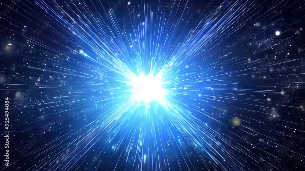 Poster animation of abstract cosmic background. hyper jump into another galaxy. speed of light, neon glowin