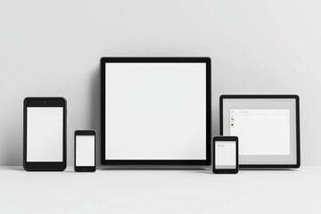 Multiple responsive screen and mobile devices mockup created with Generative AI