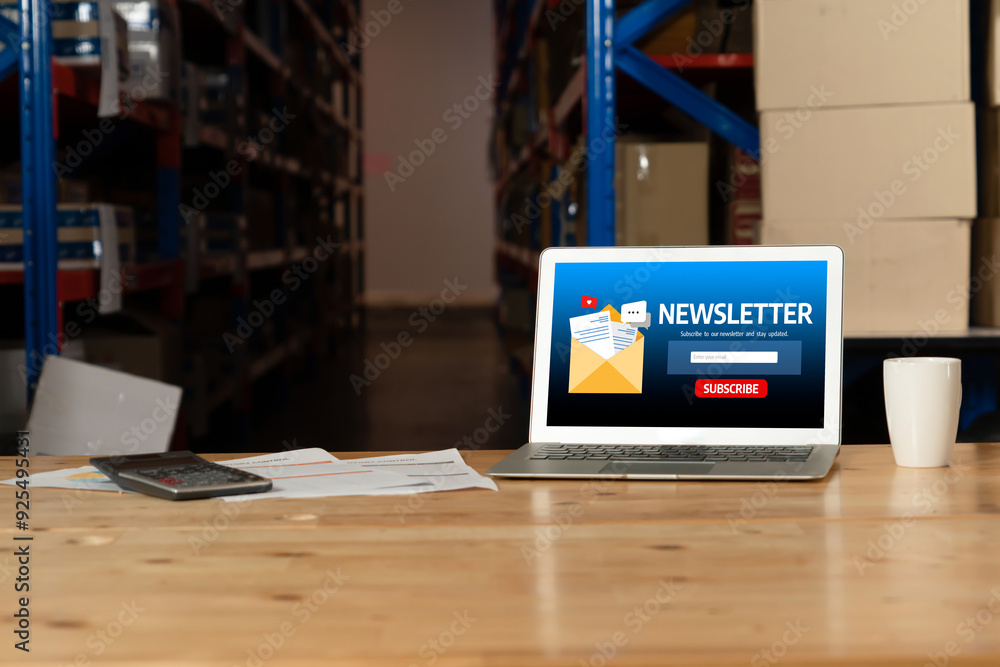 Poster newsletter signup page on computer for customer to subscribe snugly newsletter update information to