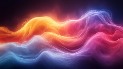 Fototapeta premium Colorful flowing abstract waves of light in shades of red, orange, blue, and purple against a dark background