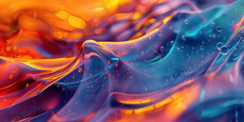 Obraz premium Vibrant Abstract Waves in Orange and Turquoise created by ai