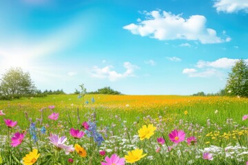 Fototapeta premium Sunny Meadow with Wildflowers
