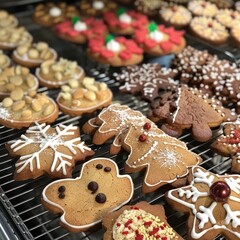 Fototapeta premium Variety of Christmas cookies. Generative ai.