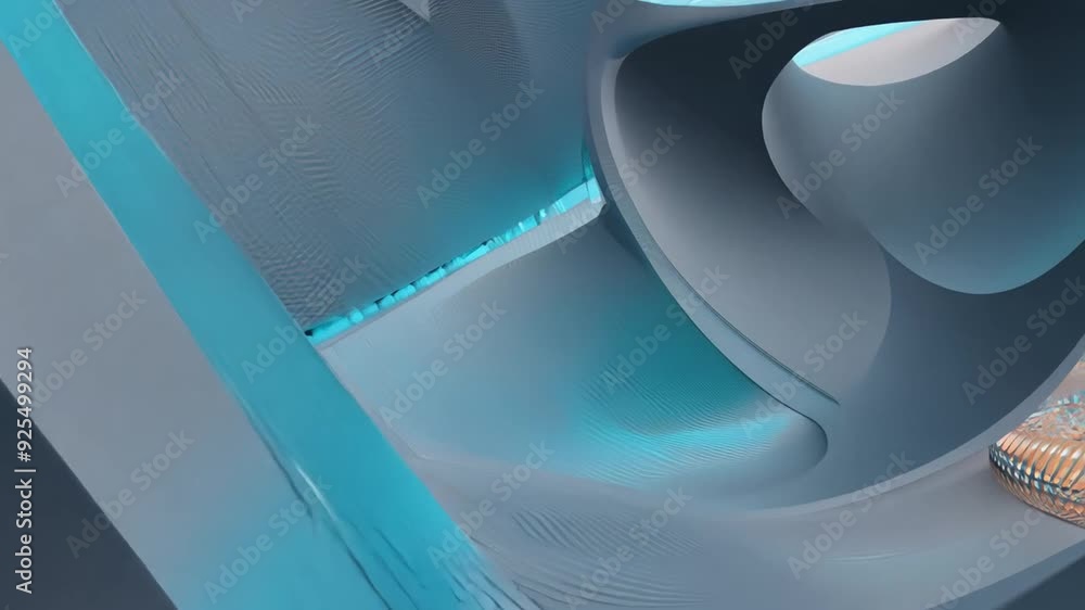 Poster abstract blue curves with light accents in a digital environment generative ai