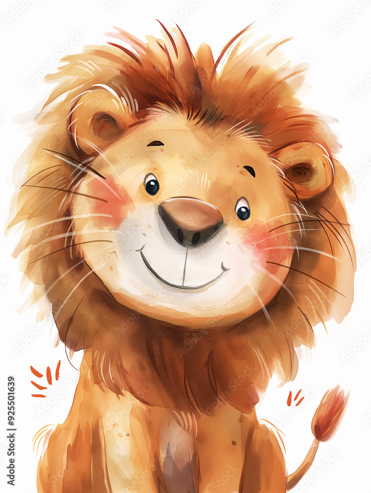 Poster tender illustration of a lion ideal for children