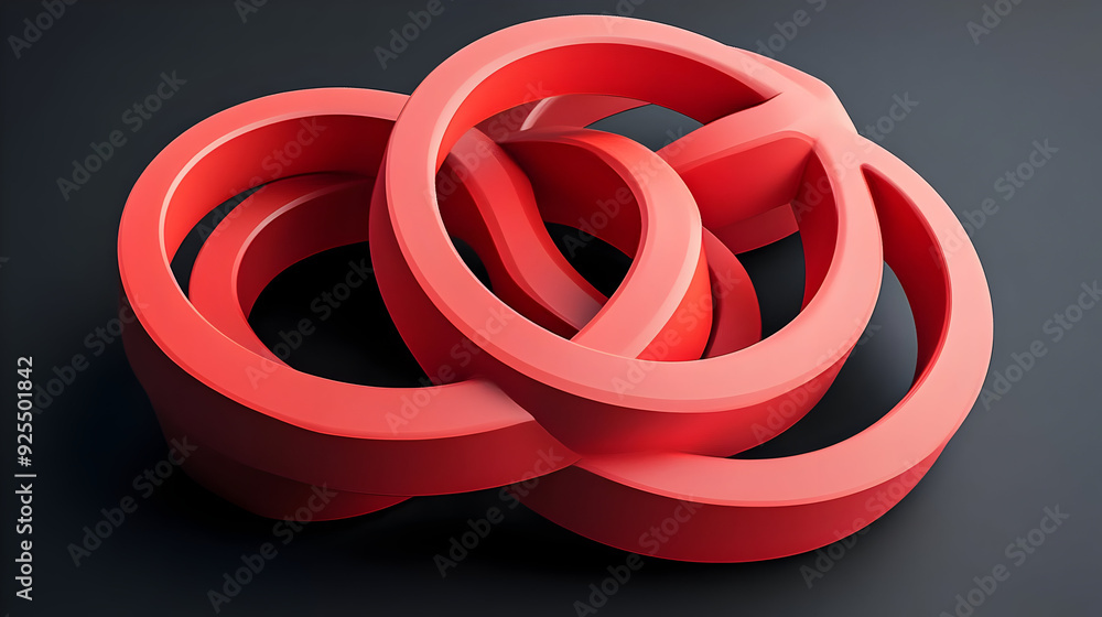 Poster abstract red intertwined shapes creating a modern aesthetic.
