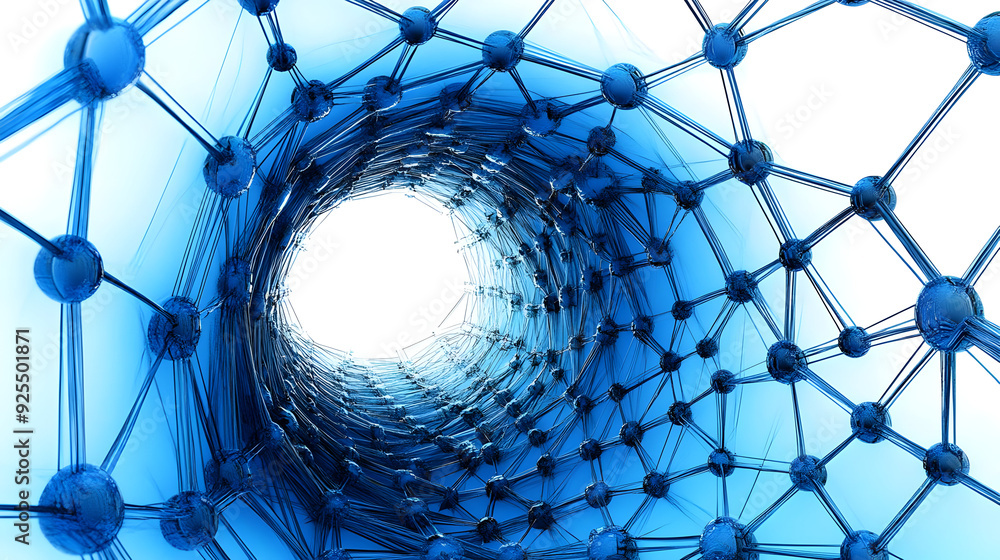 Aufkleber abstract representation of a blue molecular structure forming a tunnel.