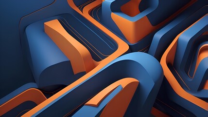 Dynamic Contrast: Analyzing Blue and Orange Line Elements in Abstract Modern Design