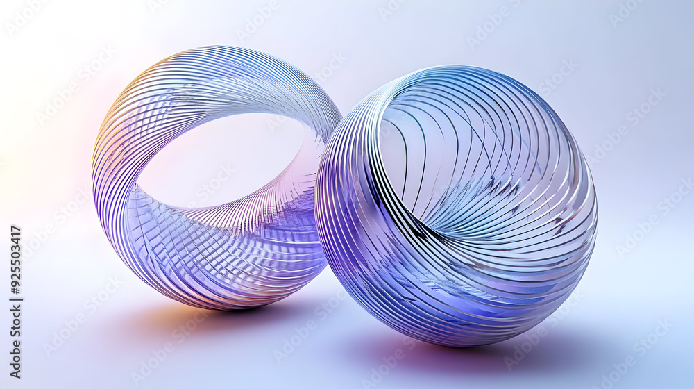 Poster abstract sculpture with intertwined, flowing forms in gradient colors.