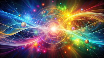 Obraz premium Abstract of quantum energy with vibrant colors and flowing patterns , quantum, energy, abstract,vibrant, colors