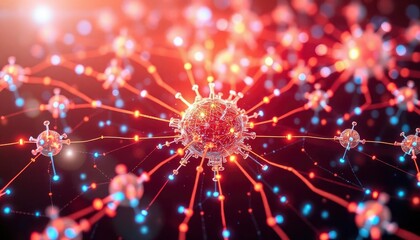 Digital cyberspace with particles and Digital data network connections concept, ai