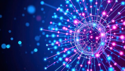 Obraz premium Digital cyberspace with particles and Digital data network connections concept, ai