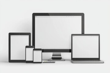 Multiple responsive screen and mobile devices mockup created with Generative AI