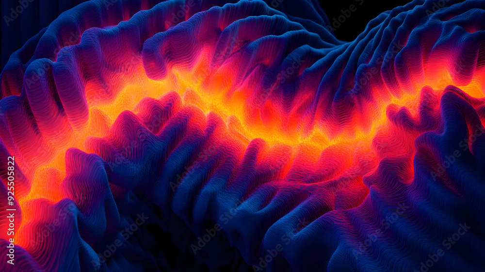 Aufkleber abstract visualization of waves with vibrant colors and intricate patterns.
