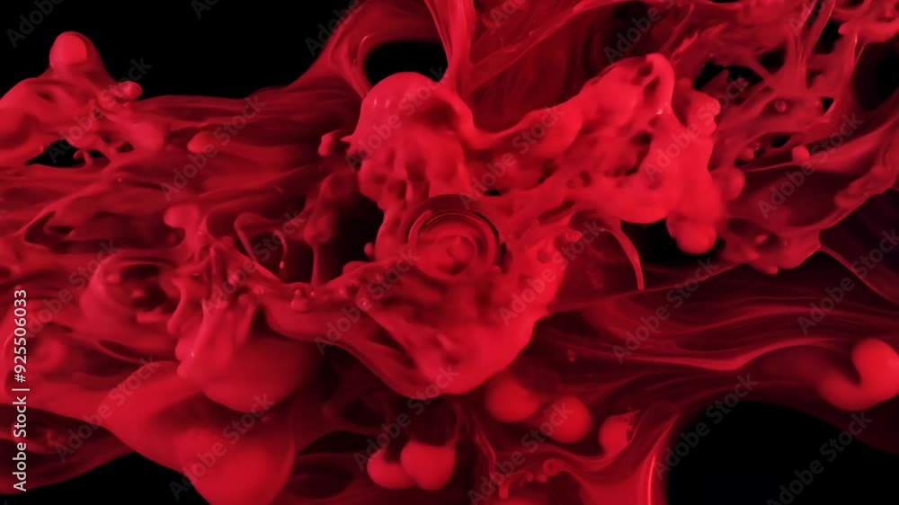 Poster abstract crimson and red paint splatter with dynamic fluid shapes generative ai