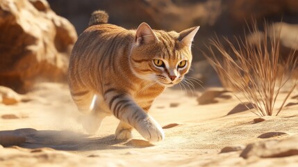 Obraz premium cat runing across the desertt