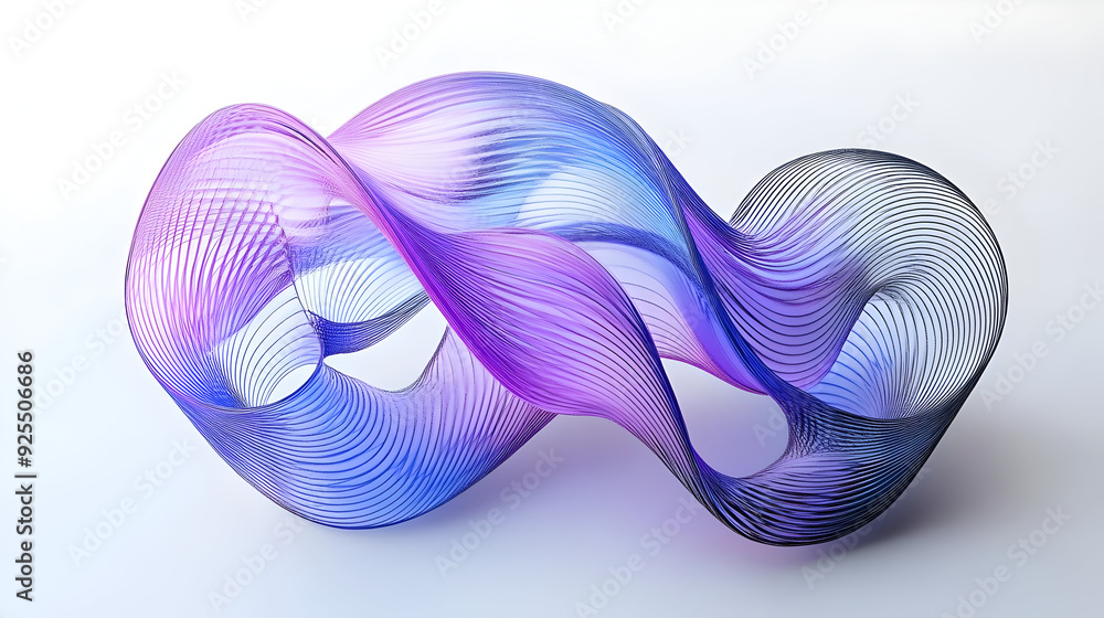 Poster abstract wave-like structure in vibrant colors representing fluidity and motion.