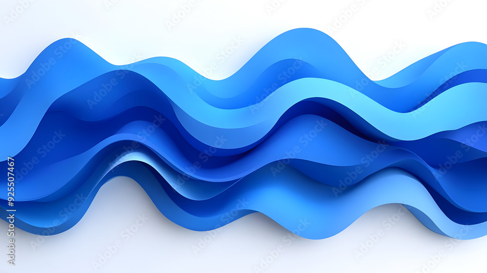 Poster abstract waves in various shades of blue, creating a fluid and dynamic visual effect.