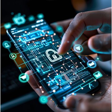 A person accessing a secure website on their smartphone, featuring a visible padlock icon in the browser's address bar