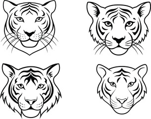 tiger head silhouette vector illustration 