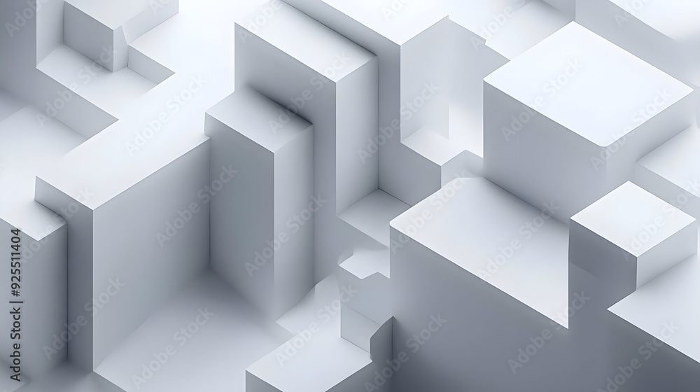 Poster abstract white cubes create a modern and minimalist geometric pattern.