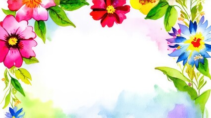 Fototapeta premium frame made from beautiful flowers with free place for text on a light background 