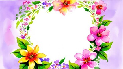 frame made from beautiful flowers with free place for text on a light background 