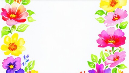 frame made from beautiful flowers with free place for text on a light background 