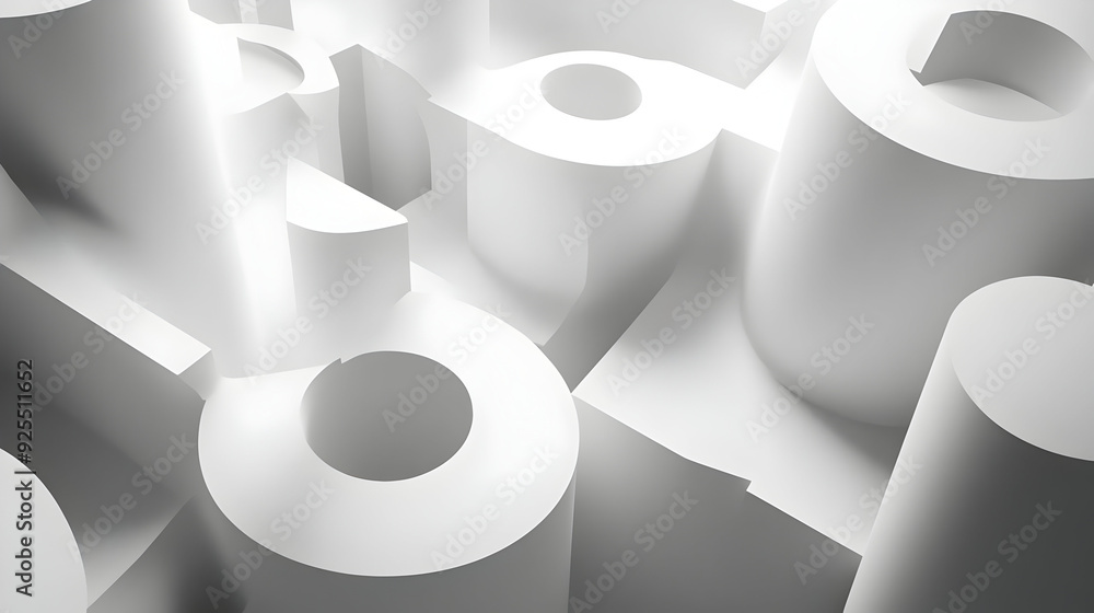 Aufkleber abstract white geometric shapes creating a dynamic three-dimensional composition.