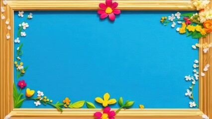 frame made from beautiful flowers with free place for text on a light background 