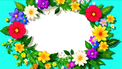 Obraz premium frame made from beautiful flowers with free place for text on a light background 