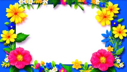 Obraz premium frame made from beautiful flowers with free place for text on a light background 