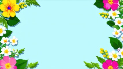 Obraz premium frame made from beautiful flowers with free place for text on a light background 