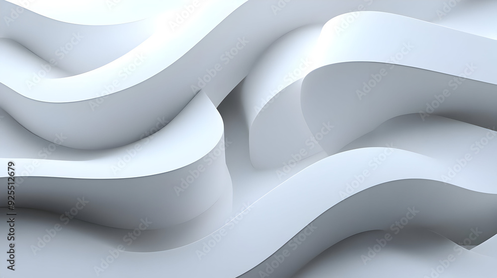 Poster abstract white waves creating a smooth, flowing texture.