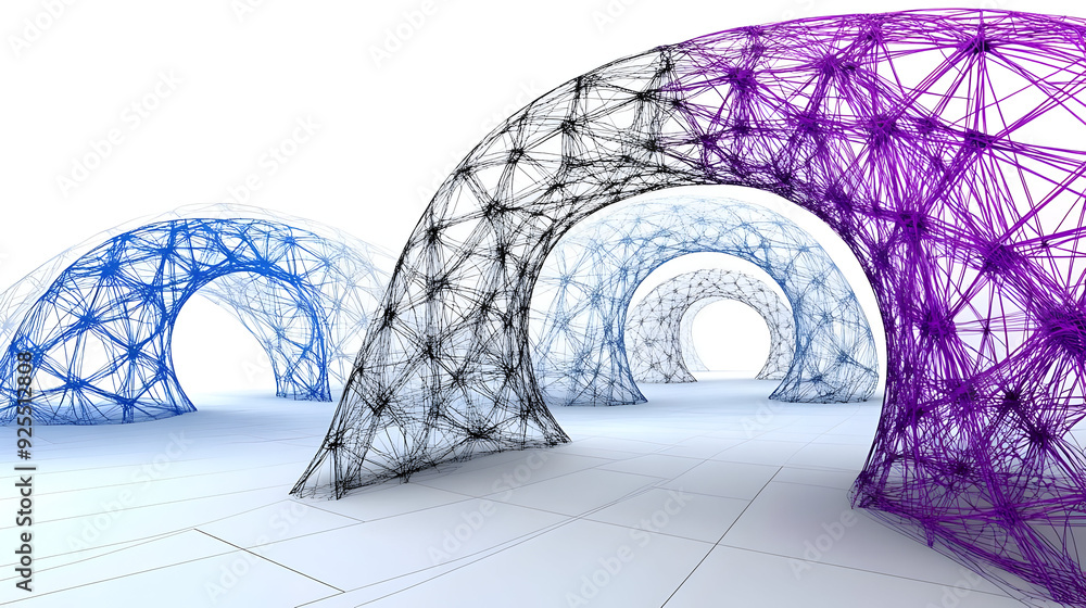 Aufkleber abstract wireframe structures in a minimalistic space.