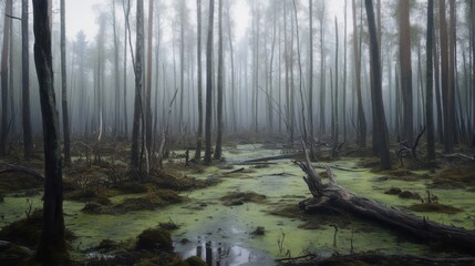 Obraz premium Misty Forest Swamp