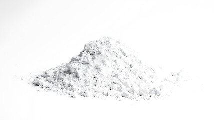A pile of white powder on a white background.