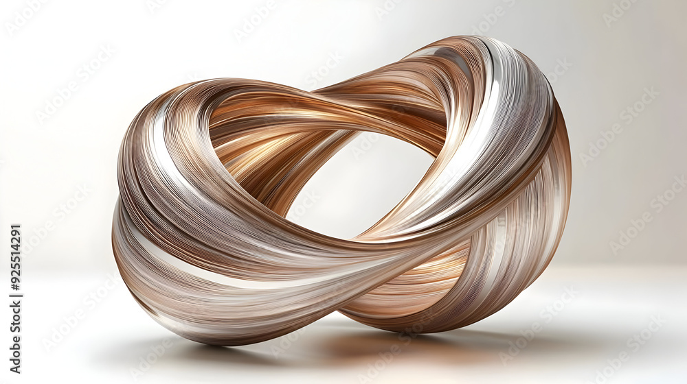 Poster an abstract sculpture resembling an infinite loop, showcasing fluid lines and organic shapes.