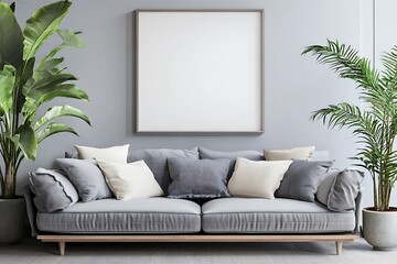 empty frame mockup on living room 