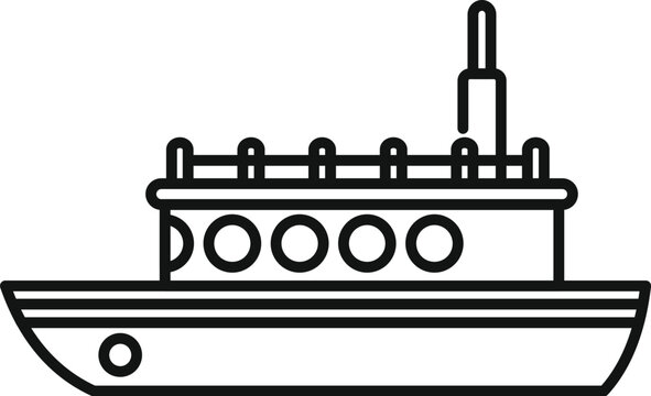 recommend clip art: Black and white line drawing of a passenger ship floating on water