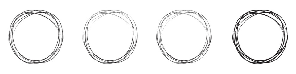 Hand drawn circle line sketch set isolated on white background. Vector circular scribble doodle round circles for message and for note mark . Vector illustration