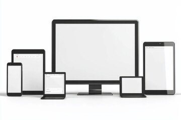 Multiple responsive screen and mobile devices mockup created with Generative AI